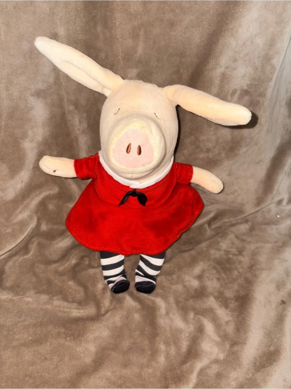 Vintage Olivia the Pig Plush Doll – Red Dress & Striped Tights